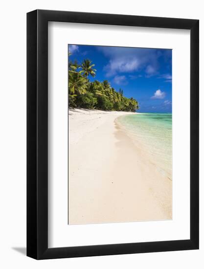 White Sandy Beach and Palm Trees on Tropical Rarotonga Island, Cook Islands, South Pacific, Pacific-Matthew Williams-Ellis-Framed Photographic Print