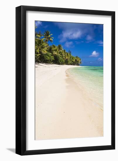 White Sandy Beach and Palm Trees on Tropical Rarotonga Island, Cook Islands, South Pacific, Pacific-Matthew Williams-Ellis-Framed Photographic Print