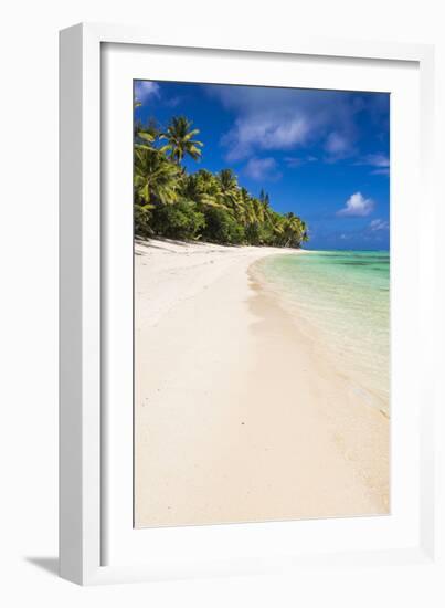 White Sandy Beach and Palm Trees on Tropical Rarotonga Island, Cook Islands, South Pacific, Pacific-Matthew Williams-Ellis-Framed Photographic Print