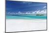 White sandy beach lagoon and island, The Maldives, Indian Ocean, Asia-Sakis Papadopoulos-Mounted Photographic Print