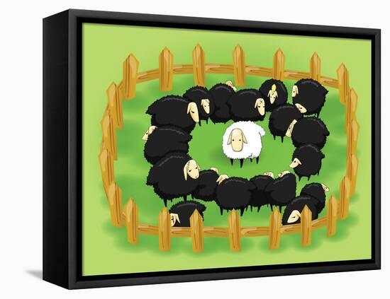 White Sheep in the Flock of Black Sheep (Opposite Side)-Atthidej Nimmanhaemin-Framed Stretched Canvas