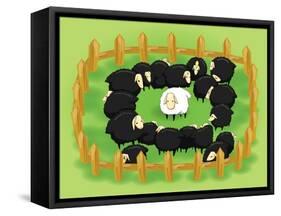 White Sheep in the Flock of Black Sheep (Opposite Side)-Atthidej Nimmanhaemin-Framed Stretched Canvas