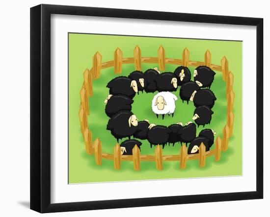 White Sheep in the Flock of Black Sheep (Opposite Side)-Atthidej Nimmanhaemin-Framed Art Print