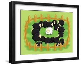 White Sheep in the Flock of Black Sheep (Opposite Side)-Atthidej Nimmanhaemin-Framed Art Print