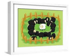 White Sheep in the Flock of Black Sheep (Opposite Side)-Atthidej Nimmanhaemin-Framed Art Print