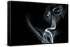 White Smoke Rising On Black Background-Ambient Ideas-Framed Stretched Canvas