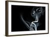 White Smoke Rising On Black Background-Ambient Ideas-Framed Art Print