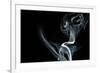 White Smoke Rising On Black Background-Ambient Ideas-Framed Art Print