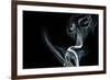 White Smoke Rising On Black Background-Ambient Ideas-Framed Art Print