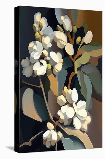 White Snowberry Flowers-Lea Faucher-Stretched Canvas