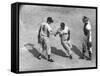 White Sox Player Nellie Fox at Home Plate, Shaking Hands with Minnie Minoso During Game-Francis Miller-Framed Stretched Canvas