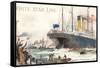 White Star Line, Cedric Leaving Liverpool-null-Framed Stretched Canvas