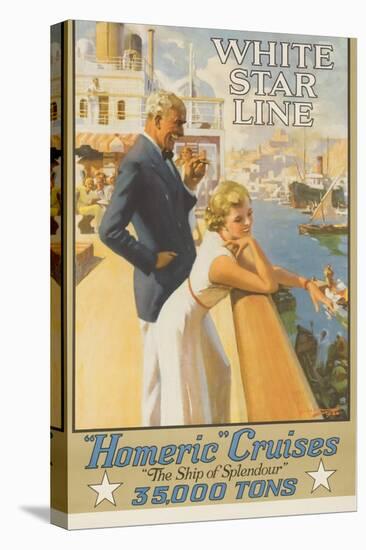 White Star Line Homeric Cruise the Ship of Splendour Travel Poster-null-Stretched Canvas