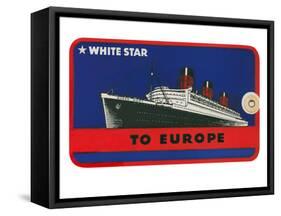 White Star to Europe Queen Mary Ocean Liner Luggage Tag-null-Framed Stretched Canvas