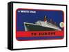 White Star to Europe Queen Mary Ocean Liner Luggage Tag-null-Framed Stretched Canvas