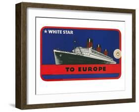 White Star to Europe Queen Mary Ocean Liner Luggage Tag-null-Framed Art Print