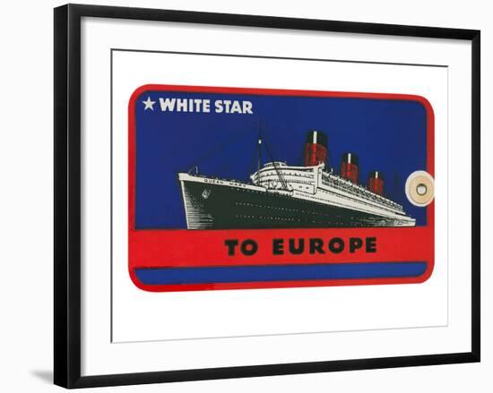 White Star to Europe Queen Mary Ocean Liner Luggage Tag-null-Framed Art Print