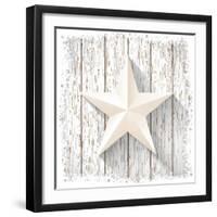 White Star with 3D Effect on White Wood, Christmas Motive, Vector Illustration, Eps 10 with Transpa-Anikakodydkova-Framed Art Print