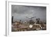 White Stork (Ciconia Ciconia) in Flight over City Buildings. Marakesh, Morocco, March-Ernie Janes-Framed Photographic Print