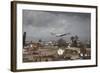 White Stork (Ciconia Ciconia) in Flight over City Buildings. Marakesh, Morocco, March-Ernie Janes-Framed Photographic Print