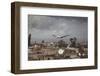 White Stork (Ciconia Ciconia) in Flight over City Buildings. Marakesh, Morocco, March-Ernie Janes-Framed Photographic Print