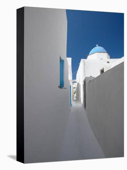 White Street and Church in Santorini (Thira), Cyclades, Greek Islands, Greece, Europe-Sakis Papadopoulos-Stretched Canvas