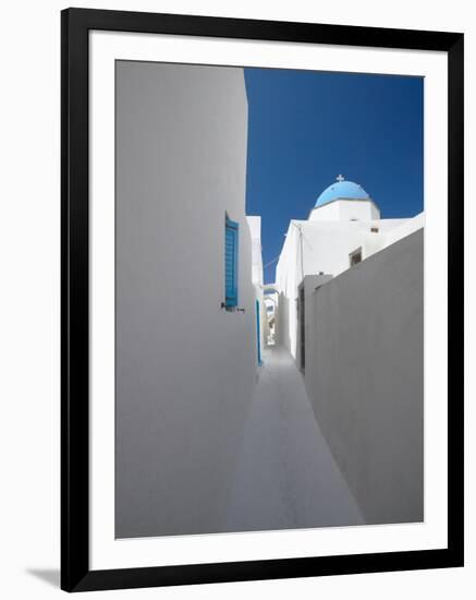 White Street and Church in Santorini (Thira), Cyclades, Greek Islands, Greece, Europe-Sakis Papadopoulos-Framed Photographic Print