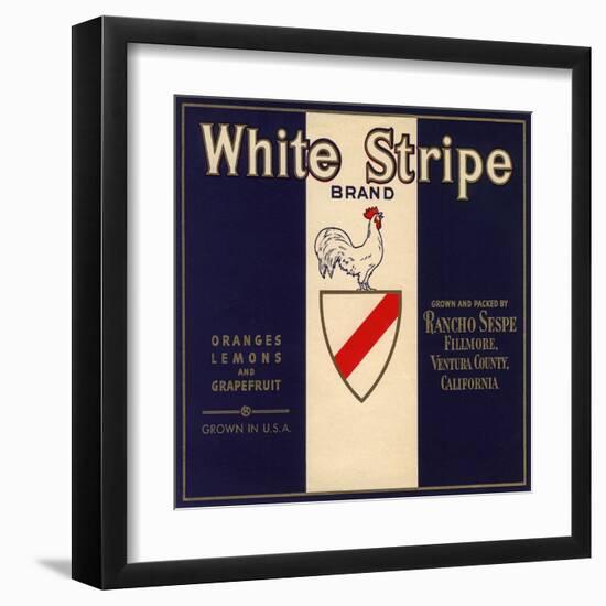 White Stripe Brand - Fillmore, California - Citrus Crate Label-Lantern Press-Framed Art Print