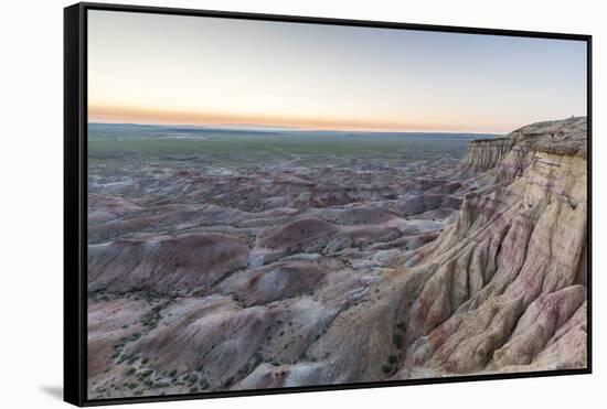 White Stupa sedimentary rock formations at dusk, Ulziit, Middle Gobi province, Mongolia, Central As-Francesco Vaninetti-Framed Stretched Canvas