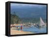 White Sun Beach, at the Resort of Boracay Island, Off Panay, the Philippines, Southeast Asia-Alain Evrard-Framed Stretched Canvas