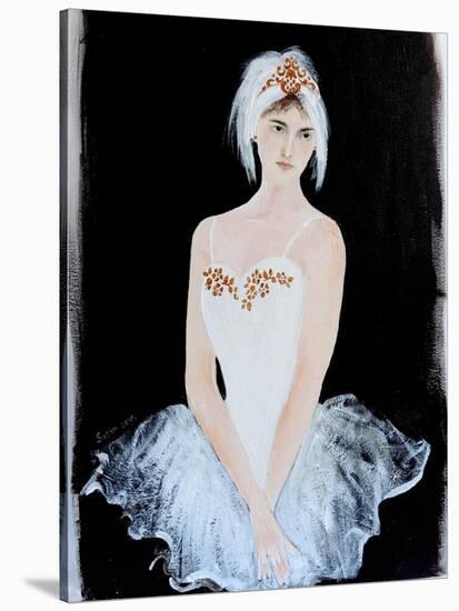 White Swan Ballerina with Crown 2015-Susan Adams-Stretched Canvas