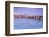 White swans on the Vltava River and the historical Charles Bridge at sunrise, UNESCO World Heritage-Roberto Moiola-Framed Photographic Print