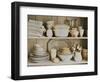 White Tableware and Table Cloths on a Kitchen Shelf-Ellen Silverman-Framed Photographic Print