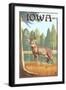 White Tailed Deer - Iowa-Lantern Press-Framed Art Print