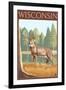 White-Tailed Deer - Wisconsin-Lantern Press-Framed Art Print