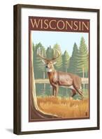 White-Tailed Deer - Wisconsin-Lantern Press-Framed Art Print