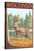 White-Tailed Deer - Wisconsin-Lantern Press-Stretched Canvas