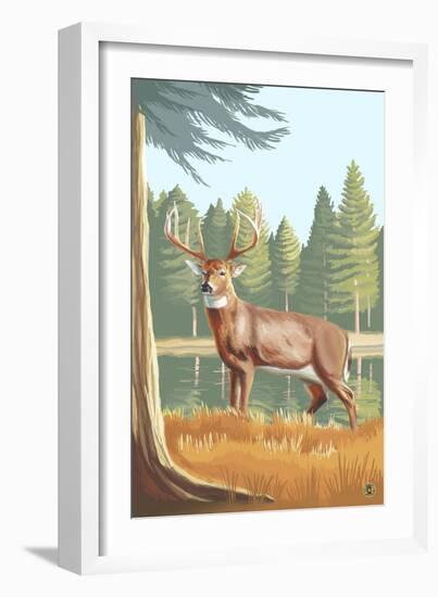 White Tailed Deer-Lantern Press-Framed Art Print