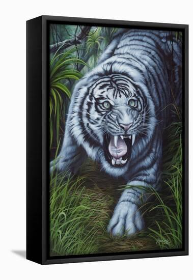 White Tiger-Jenny Newland-Framed Stretched Canvas