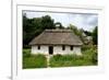 White Traditional Ukrainian Rural Wooden House with Hay Roof ,Luga Village,Podillya,Europe-kaetana-Framed Photographic Print