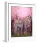 White Unicorn Mare and Foal-null-Framed Art Print