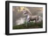 White Unicorn Stallion-null-Framed Art Print