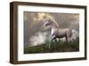 White Unicorn Stallion-null-Framed Art Print