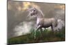 White Unicorn Stallion-null-Mounted Art Print