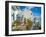 White washed houses lining a winding street, Frigiliana white village, Malaga Province, Andaluci...-Panoramic Images-Framed Photographic Print