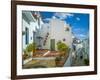 White washed houses lining a winding street, Frigiliana white village, Malaga Province, Andaluci...-Panoramic Images-Framed Photographic Print