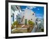 White washed houses lining a winding street, Frigiliana white village, Malaga Province, Andaluci...-Panoramic Images-Framed Photographic Print