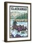 White Water Rafting, Clackamas, Oregon-Lantern Press-Framed Art Print