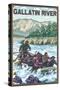 White Water Rafting, Gallatin River, Montana-Lantern Press-Stretched Canvas