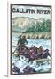 White Water Rafting, Gallatin River, Montana-Lantern Press-Framed Art Print